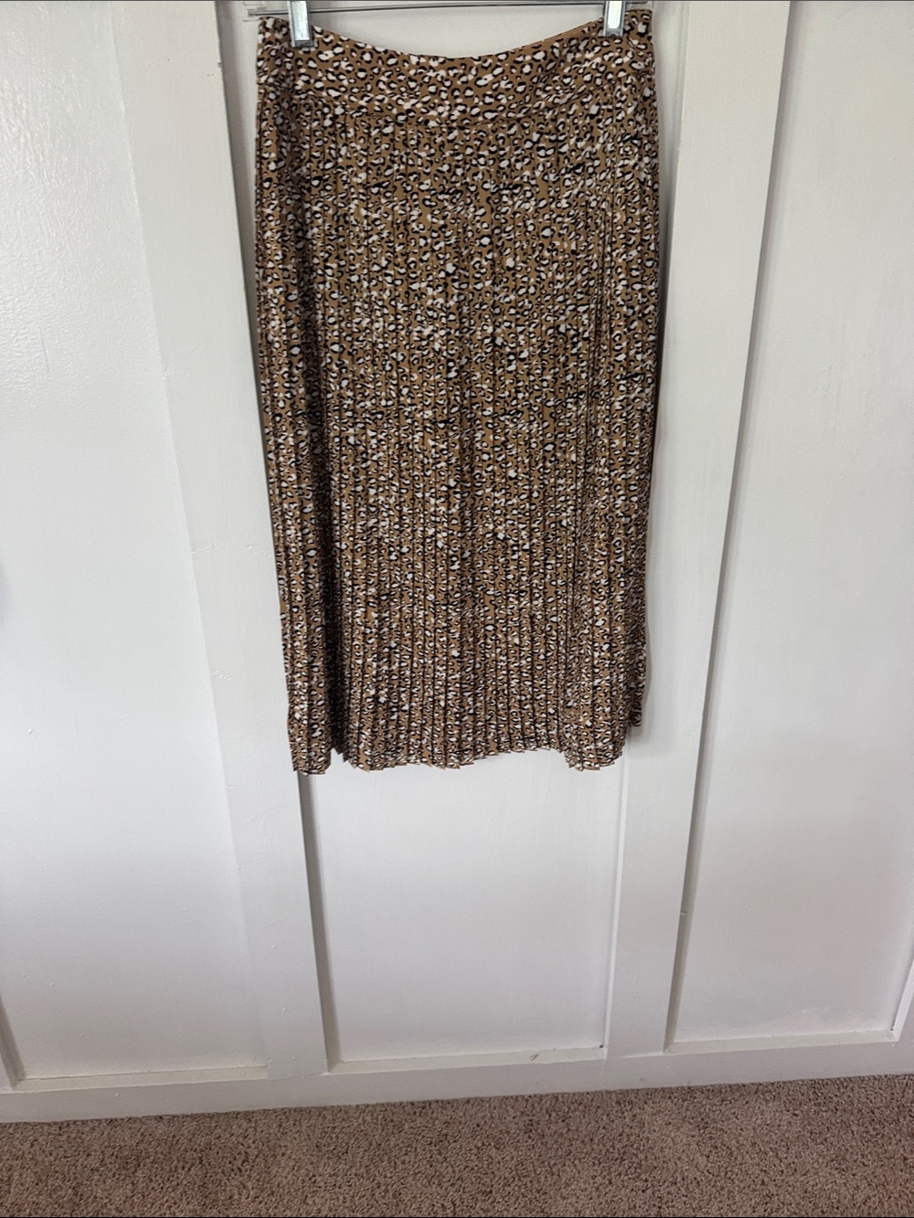 J. Crew Pleated Leopard-Print Midi Skirt in Brown and Black